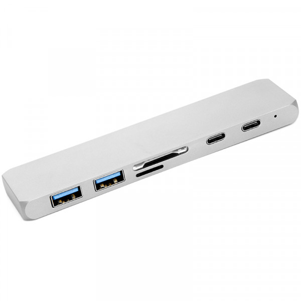 USB-хаб PowerPlant Type-C - HDMI 4K, USB 3.0, USB Type-C, SD, microSD