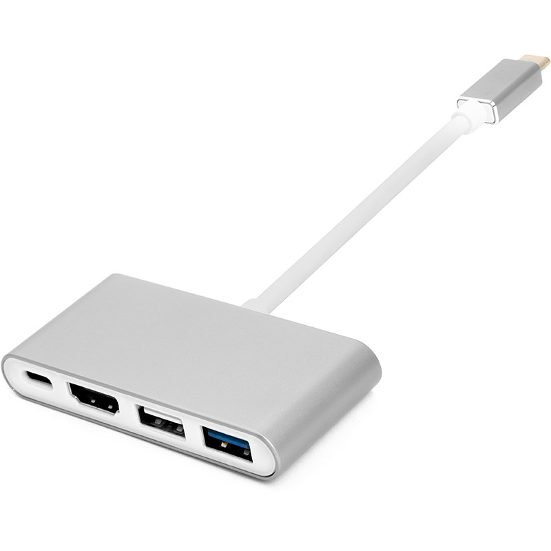 Переходник PowerPlant Type-C (M) - 4*USB 2.0/3.0, HDMI, Type-C (F)