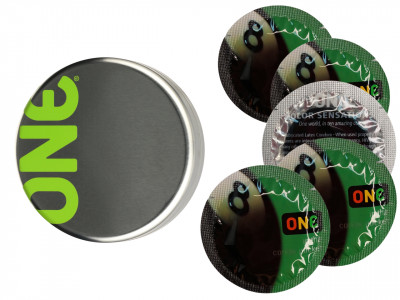 Презервативи One In The Comer Pock Sensations Чорні 5 шт в кейсі