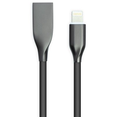 Кабель PowerPlant USB - Lightning, 1м, силикон, черный