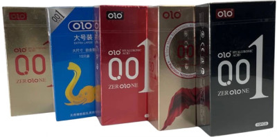 Набір презервативів OLO Blue Elephant 10 шт + Пролонгуючі 10 шт + Ультратонкі 10 шт + Red Збуджуючі 10 шт + 0.01 з крапками 10 шт
