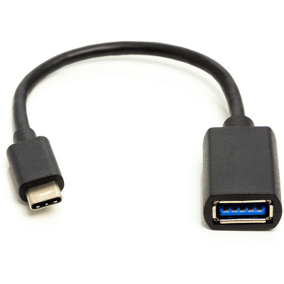Кабель PowerPlant OTG USB 2.0 AF - Type-C, 0.1 м