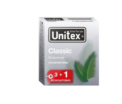 Презервативи чоловічі з каучукового латексу в силіконовому мастилі Unitex Classic 4 шт. у пакованні