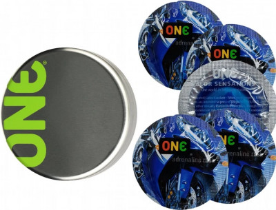 Презервативи One Color Sensation Adrenaline Rush Сині 5 шт у кейсі
