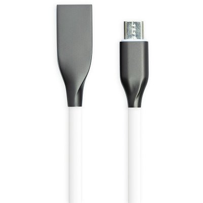 Кабель PowerPlant USB - microUSB, 1м, силикон, белый