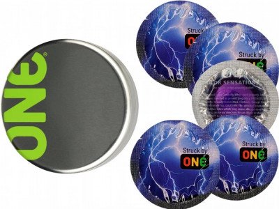 Презервативи One Struck by Color Sensations Фіолетові 5 шт у кейсі