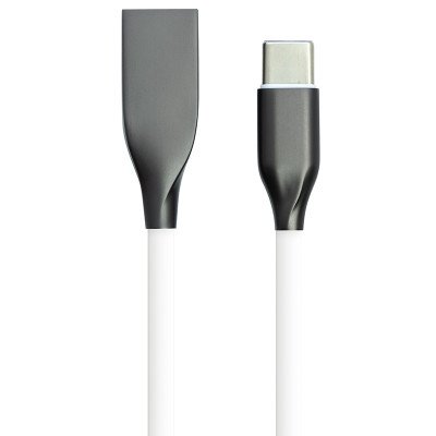 Кабель PowerPlant USB - Type-C, 1м, силикон, белый