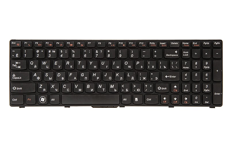 Клавиатура для ноутбука IBM/LENOVO B570, B590, V570 черный, черный фрейм