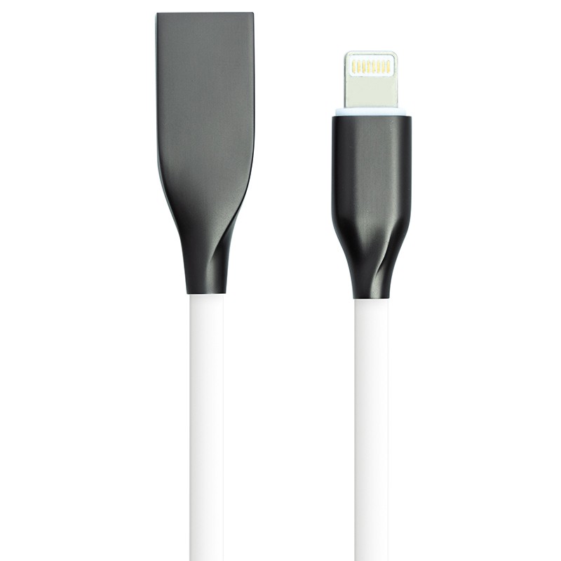 Кабель PowerPlant USB - Lightning, 1м, силикон, белый