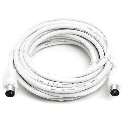 Кабель коаксиальный PowerPlant AV 75 Ом, 5 м, белый