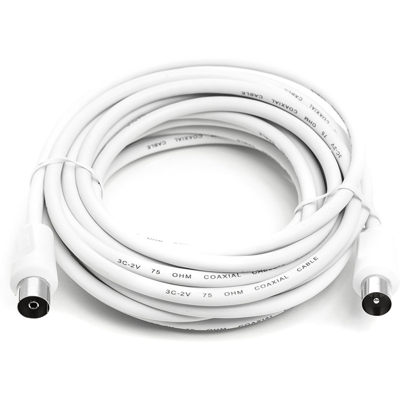 Кабель коаксиальный PowerPlant AV 75 Ом, 5 м, белый