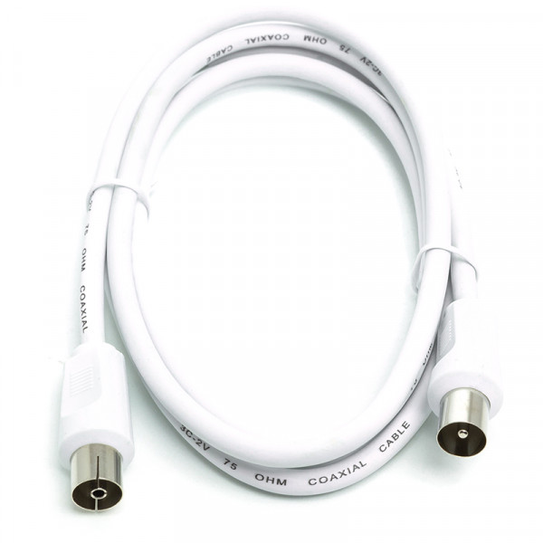 Кабель коаксиальный PowerPlant AV 75 Ом, 1.5 м, белый