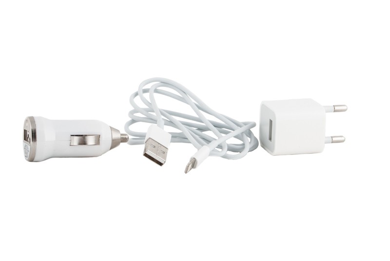 Зарядное устройство PowerPlant USB - Lightning 12V+220V+kab, 1A