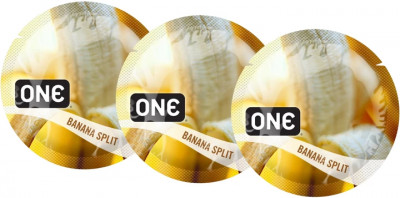Презервативи One Flavor Waves Банановий спліт Жовті 3 шт