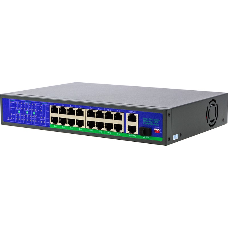 PoE коммутатор 16ch 100Mbps+2+1G uplink
