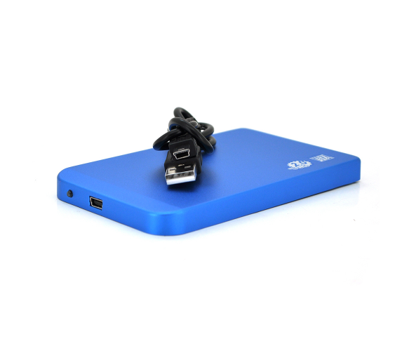Карман 2,5"корпус металл ,интерфейс USB2.0/ SATA, Blue