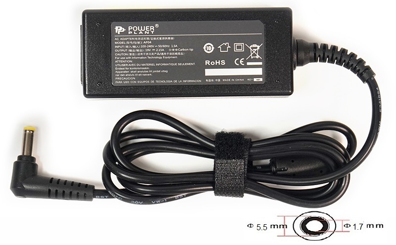 Блок питания для ноутбуков PowerPlant ACER 220V, 19V 40W 2.15A (5.5*1.7)