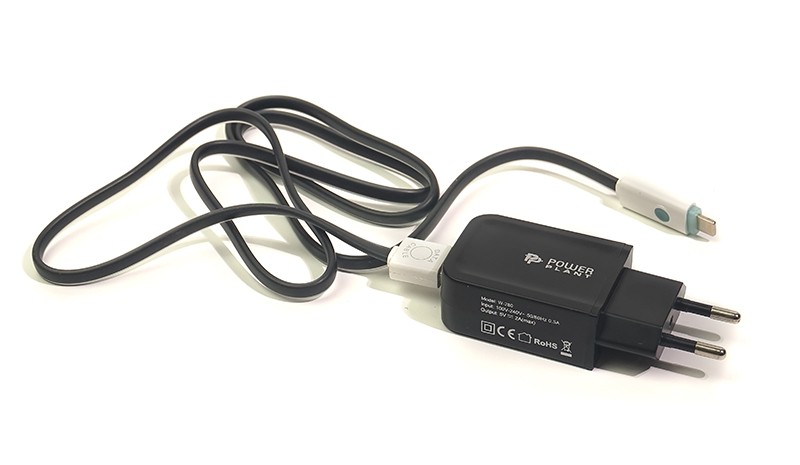 Сетевое зарядное устройство PowerPlant W-280 USB 5V 2A Lightning LED