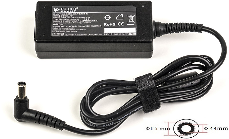 Блок питания для мониторов PowerPlant LG 220V, 19V 25W 1.3A (6.5*4.4) with pin