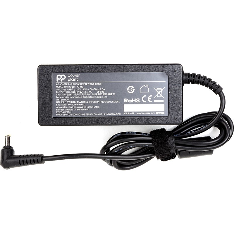 Блок питания для ноутбуков PowerPlant ACER 220V, 19V 65W 3.24A (5.5*1.7)