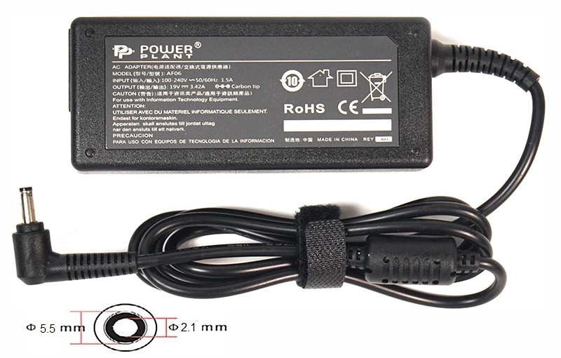 Блок питания для ноутбуков PowerPlant ACER 220V, 19V 65W 3.42A (5.5*2.1)