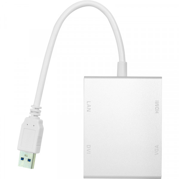 Переходник PowerPlant USB 3.0 - HDMI, DVI, VGA, RJ45 Gigabit Ethernet