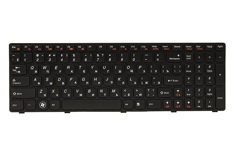 Клавиатура для ноутбука IBM/LENOVO G570, G575 черный, черный фрейм