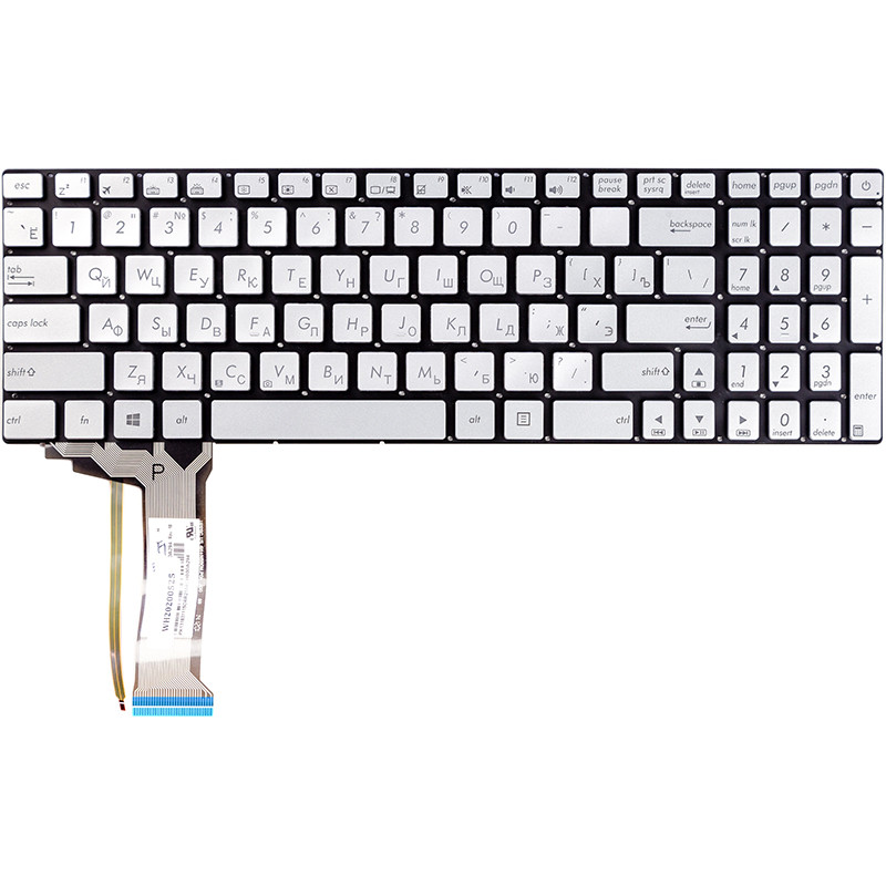 Клавиатура для ноутбука ASUS N551, N551JQ серебристый, без фрейма