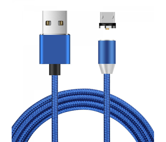 Магнитный кабель Ninja USB 2.0/Lighting, 1m, 2А, индикатор заряда, тканевая оплетка, бронированный, съемник, Blue, Blister-Box