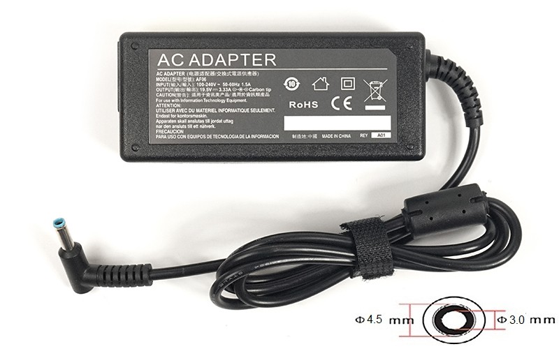 Блок питания для ноутбуков PowerPlant HP 220V, 19.5V 65W 3.33A (4.5*3.0)