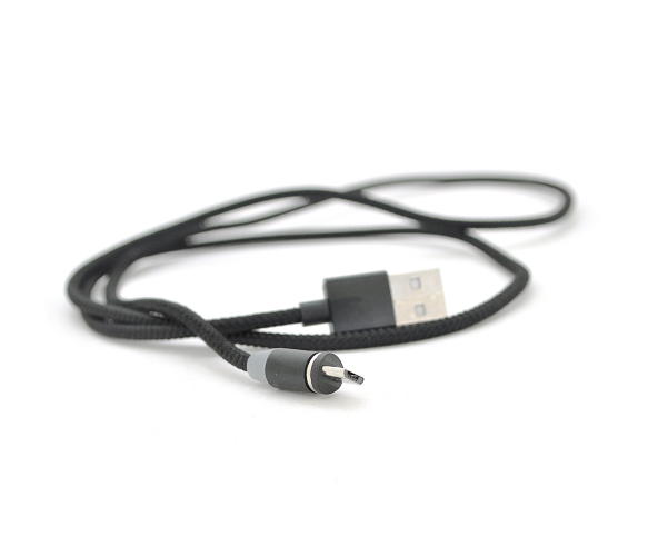 Магнитный кабель USB 2.0/Micro, 1m, 2А, плюс наконечник на micro, тканевая оплетка, бронированный, съемник, Black, Blister-Box
