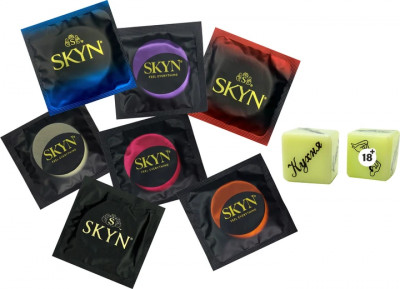 Набір Skyn Infiniti love Презервативи Безлатексні + Неонові кубики з позами для сексу