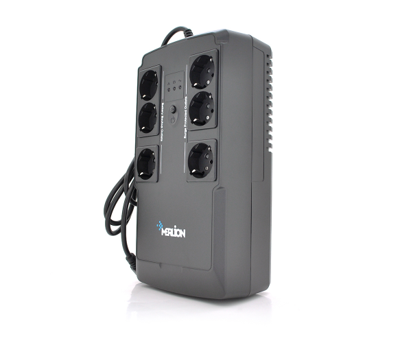 ИБП Merlion BUDA 800 (450W) LED, 180-270VAC, AVR 1st, 6 SCHUKO (3*BatteryBackup + 3* Surge), 1x12V5Ah, plastik Case Q4 (305x159x95) 2.9кг