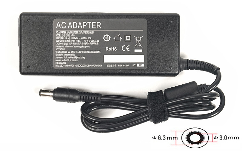 Блок питания для ноутбуков PowerPlant TOSHIBA 220V, 15V 75W 5A (6.3*3.0)