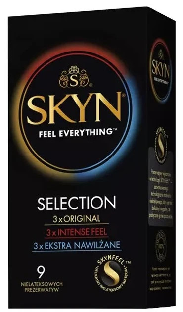 Набір презервативів Skyn Selection Безлатексні Original 3 шт + Extra Lube 3 шт + Intense Feel