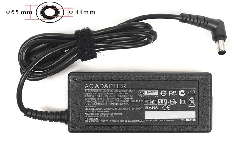 Блок питания для ноутбуков PowerPlant SONY 220V, 16V 60W 3.75A (6.5*4.4)