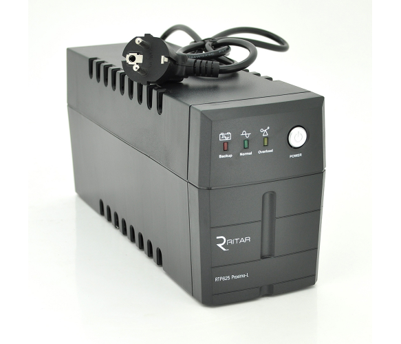 ИБП Ritar RTP625 (375W) Proxima-L, LED, AVR, 2st, 2xUNIVERSAL socket, 1x12V7Ah, plastik Case ( 340 x 140 x 205 ) 4,52 кг Q4