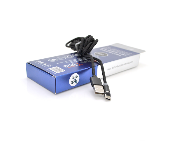  Магнитный кабель PiPo USB 2.0/Type-C, 2m, 2А, тканевая оплетка, бронированный, съемник, Black, BOX