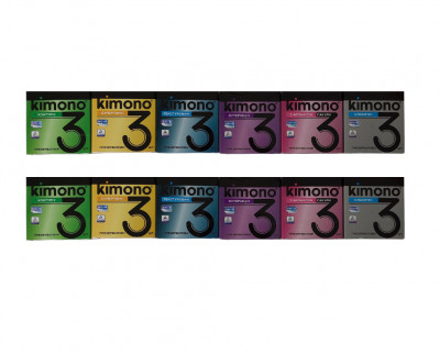 Високоякісні презервативи чоловічі набір Kimono 36 штук (12 упаковок по 3 шт.)