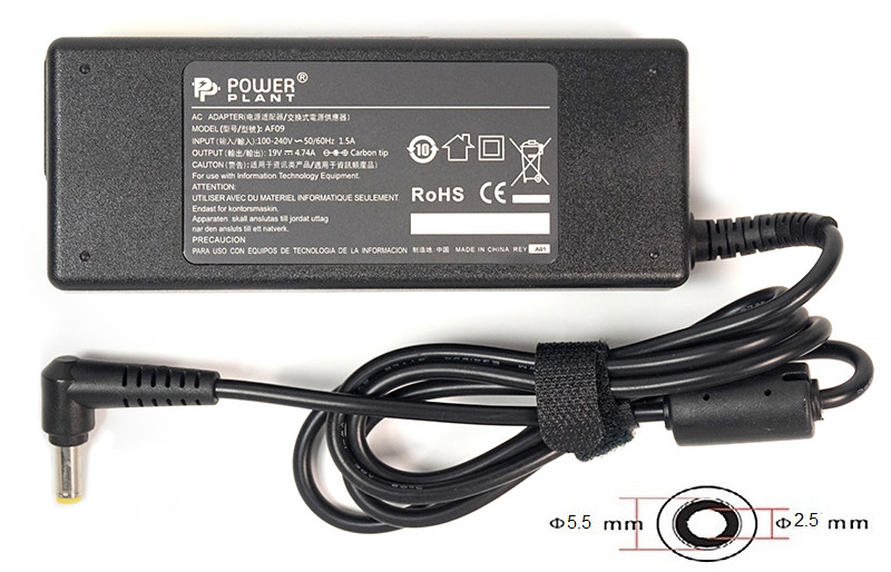 Блок питания для ноутбуков PowerPlant ASUS 220V, 19V 90W 4.74A (5.5*2.5)