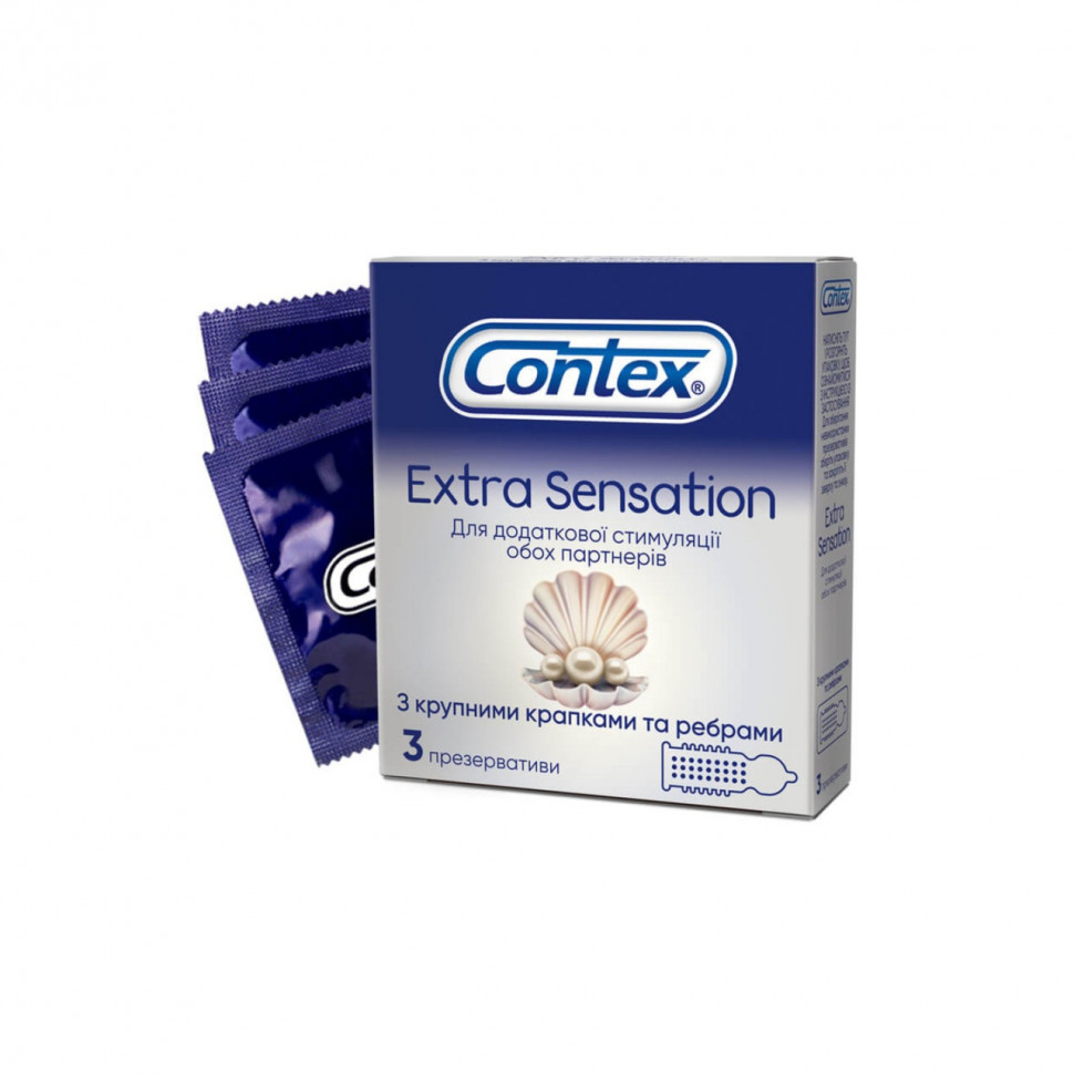Презервативи  CONTEX Extra Sensation з крупними крапками та ребрами, 3 шт