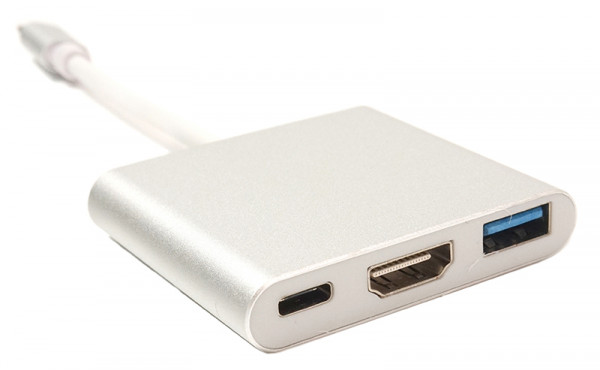 Кабель-переходник PowerPlant USB Type-C - HDMI/USB Multiport Adapter для MacBook 12, 0.15м