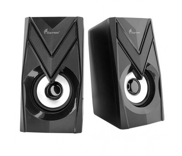 Колонки 2.0 Hotmai HT-122 USB+3.5mm, 2x2.5W, 20Hz- 18KHz, с регулятором громкости, Black, BOX, Q24