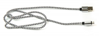 Кабель PowerPlant USB 2.0 AM/Micro B, двусторонний, 1м, серый