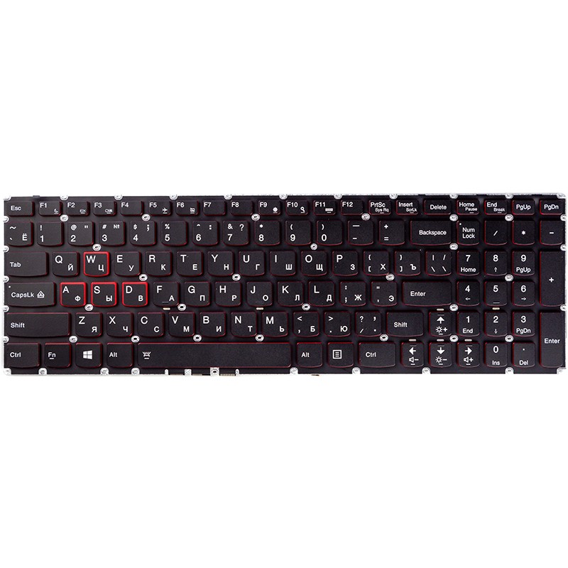 Клавиатура для ноутбука LENOVO Ideapad Y700, Y700-15ISK черный, подсветка