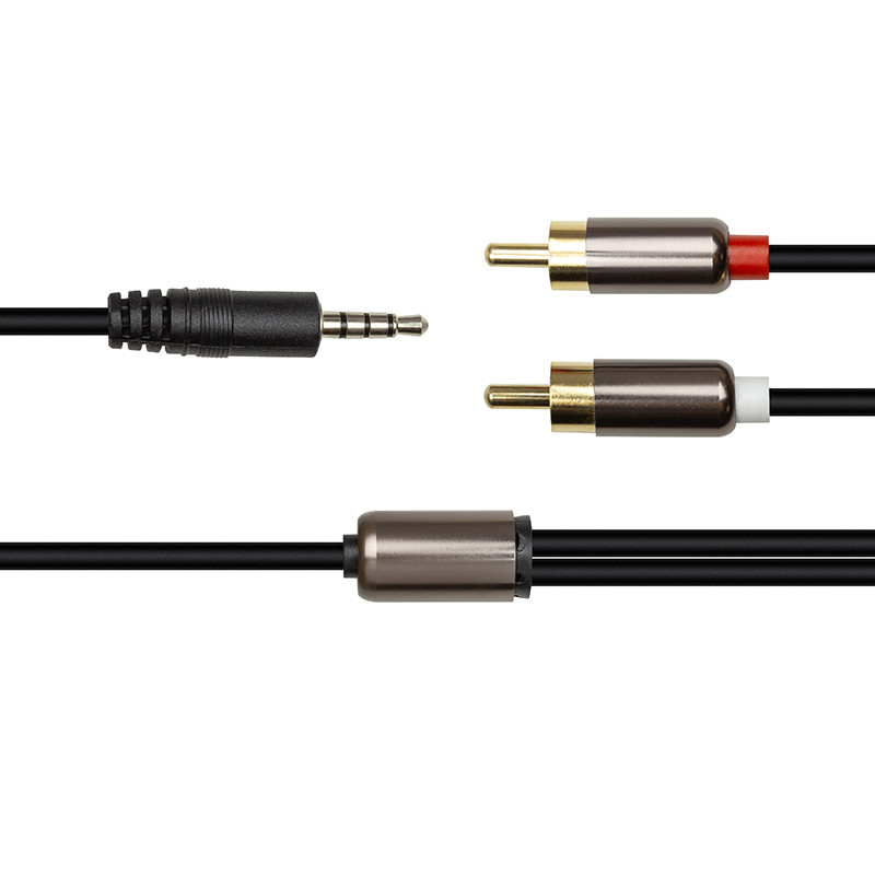 Аудио кабель PowerPlant 3.5мм Stereo Plug - 2*RCA, 1 м