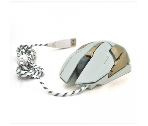 Мышь проводная MICE V6, 6 кнопок, 800/1200/2400/3200 DPI, Led Lighting, 1,3м, Win7/8/10 Mac OS, White, COLOR BOX, Q60