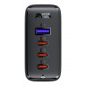 Мережевий зарядний пристрій Acefast A37 USB/ 3 Type-C QC PD 100W чорний + кабель Type-C to Type-C