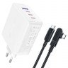 Мережевий зарядний пристрій Acefast A37 USB/ 3 Type-C QC PD 100W білий + кабель Type-C to Type-C
