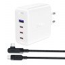 Мережевий зарядний пристрій Acefast A37 USB/ 3 Type-C QC PD 100W білий + кабель Type-C to Type-C